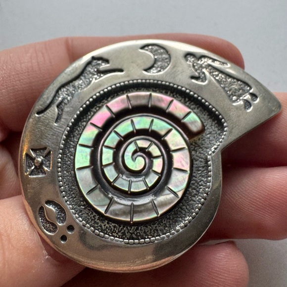 Southwestern Sterling Silver Pin and Pendant with Mother of Pearl 28.7g